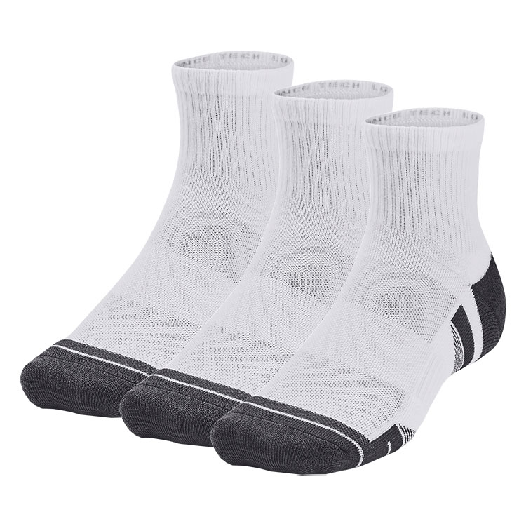 Under Armour Performance Tech Quarter Golf Socks (3 Pack) White / Jet Grey