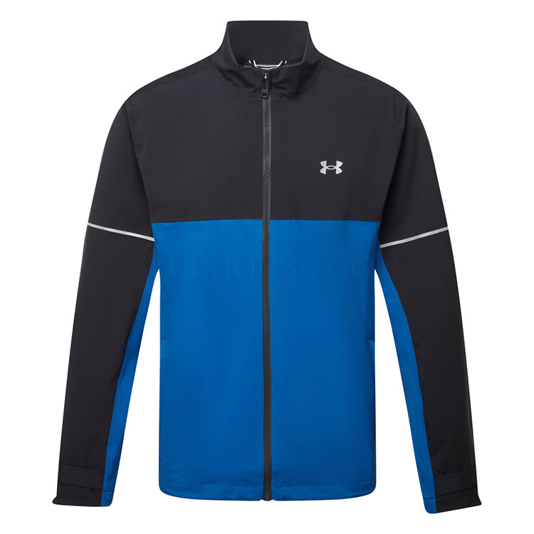Under Armour Drive Rain Waterproof Golf Jacket Black / Tech Blue / Metallic Silver