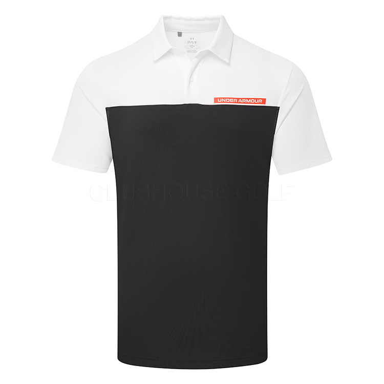 Under Armour T2G Colour Block Golf Polo Shirt Black / White / Red Solstice
