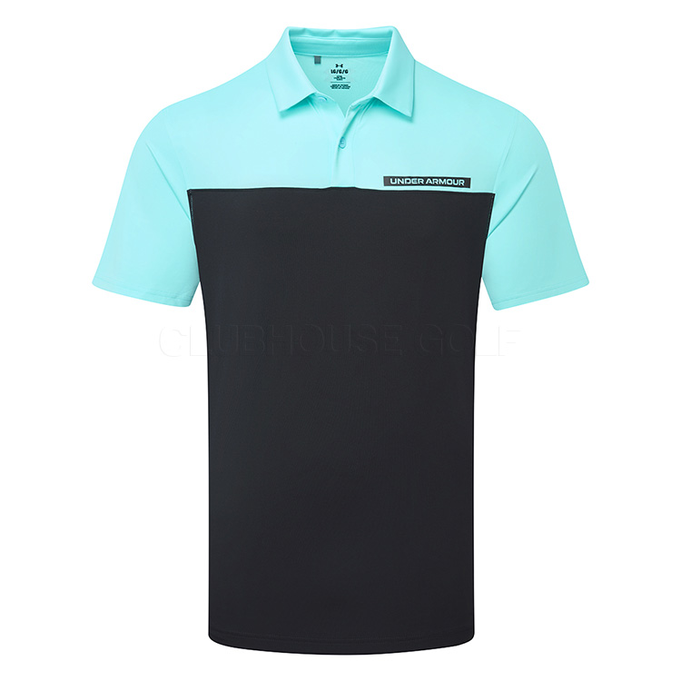 Under Armour T2G Colour Block Golf Polo Shirt Black / Sky Blue / Black
