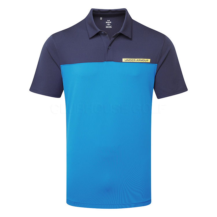Under Armour T2G Colour Block Golf Polo Shirt Photon Blue / Midnight Navy / Nova Orange