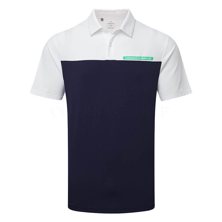 Under Armour T2G Colour Block Golf Polo Shirt Midnight Navy / White / Vapor Green
