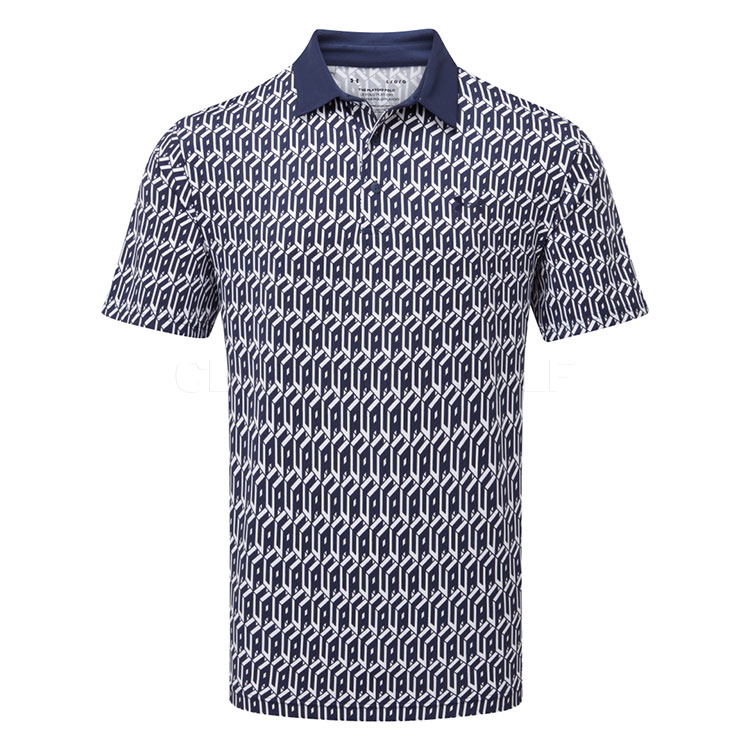 Under Armour Playoff 3.0 UA Club Cube Golf Polo Shirt White / Midnight Navy / Steel