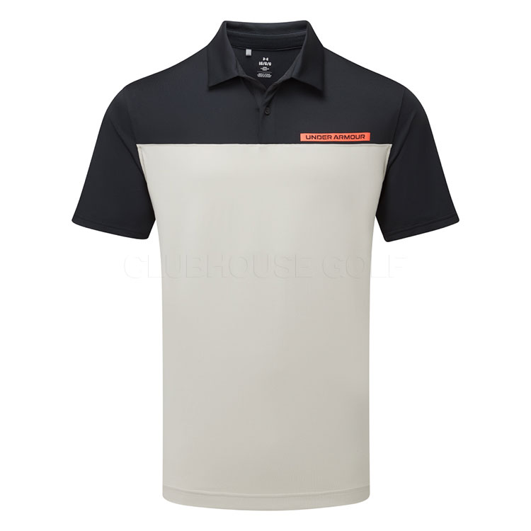 Under Armour T2G Colour Block Golf Polo Shirt Black / Khaki Base / Fire