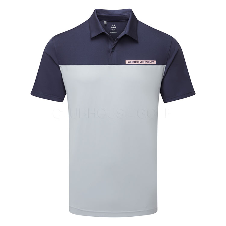Under Armour T2G Colour Block Golf Polo Shirt Downpour Grey / Halo Grey / Prime Pink