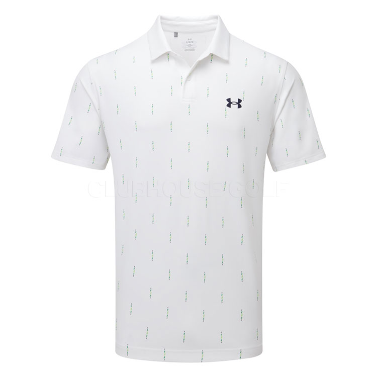 Under Armour T2G Deuces Dash Printed Golf Polo Shirt White / Midnight Navy