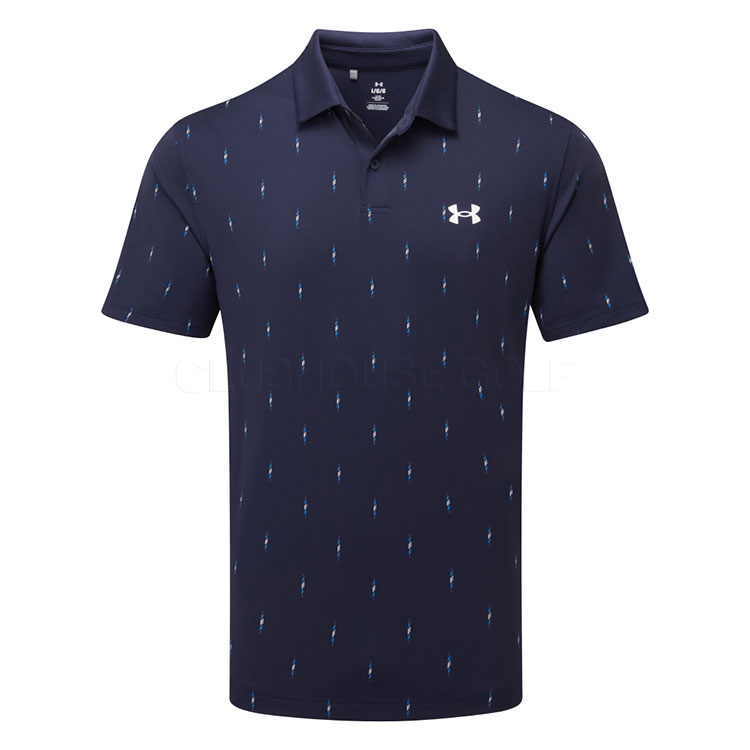 Under Armour T2G Deuces Dash Printed Golf Polo Shirt Midnight Navy / White