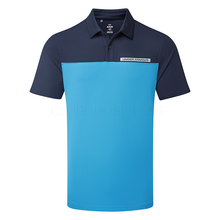 Under Armour T2G Colour Block Golf Polo Shirt Midnight Navy / Ether Blue / White
