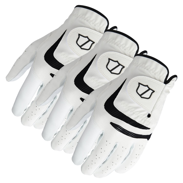 Wilson Grip Plus Golf Glove (3 Pack) White  /  Right Handed Golfer