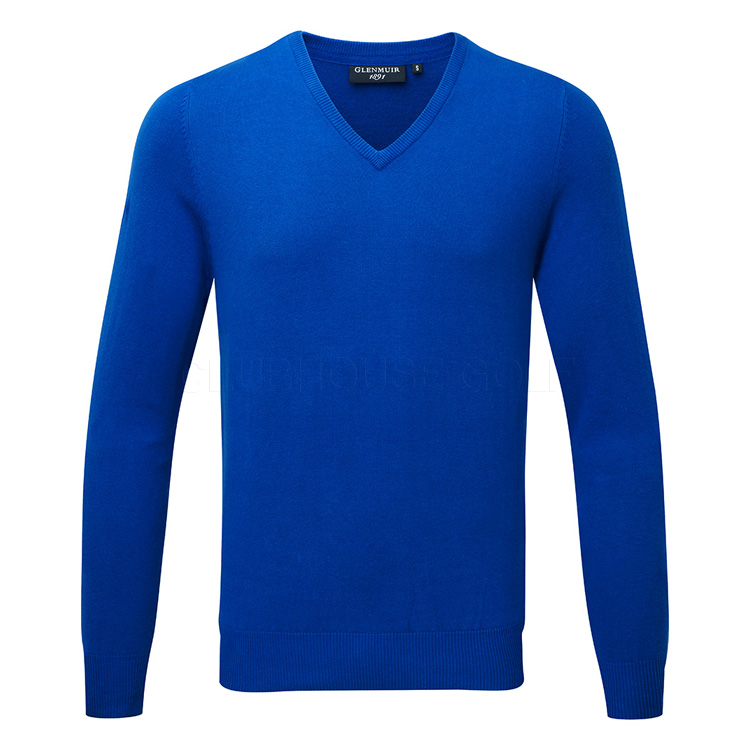 Glenmuir Eden V-Neck Cotton Golf Sweater Ascot Blue