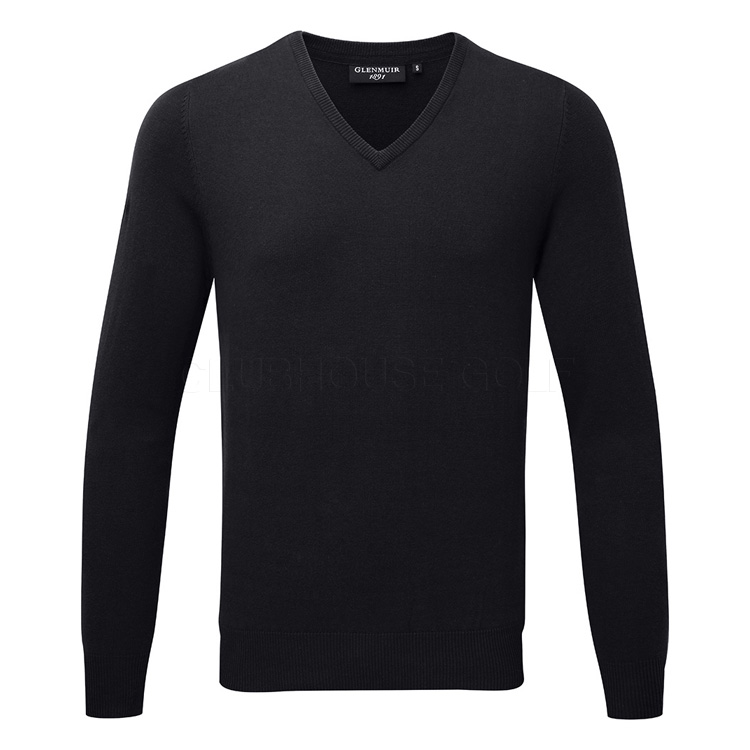 Glenmuir Eden V-Neck Cotton Golf Sweater Black