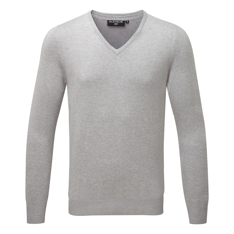 Glenmuir Eden V-Neck Cotton Golf Sweater Light Grey
