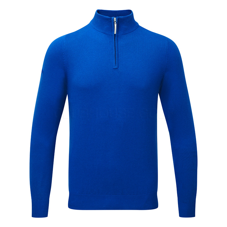 Glenmuir Devon 1/4 Zip Cotton Golf Sweater Ascot Blue