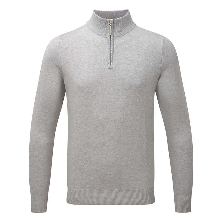Glenmuir Devon 1/4 Zip Cotton Golf Sweater Light Grey