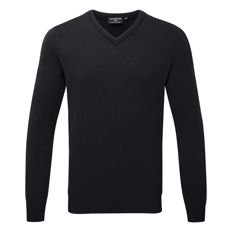 Glenmuir Lomond V-Neck Lambswool Golf Sweater Black