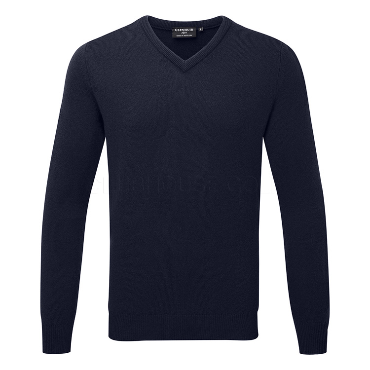 Glenmuir Lomond V-Neck Lambswool Golf Sweater Navy