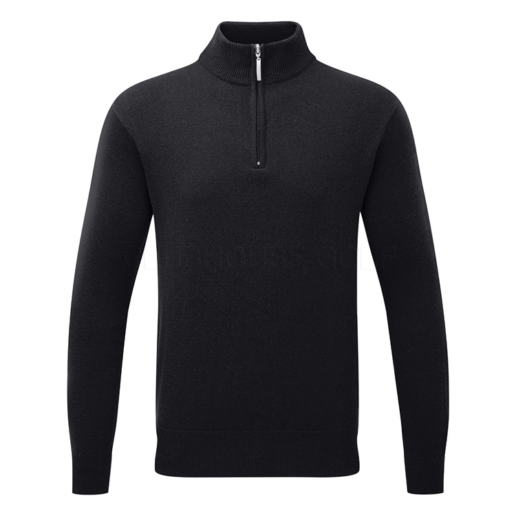 Glenmuir Coll 1/4 Zip Lambswool Golf Sweater Black