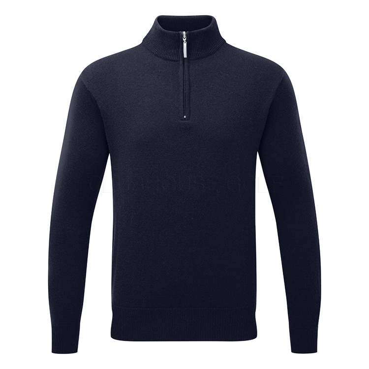Glenmuir Coll 1/4 Zip Lambswool Golf Sweater Navy