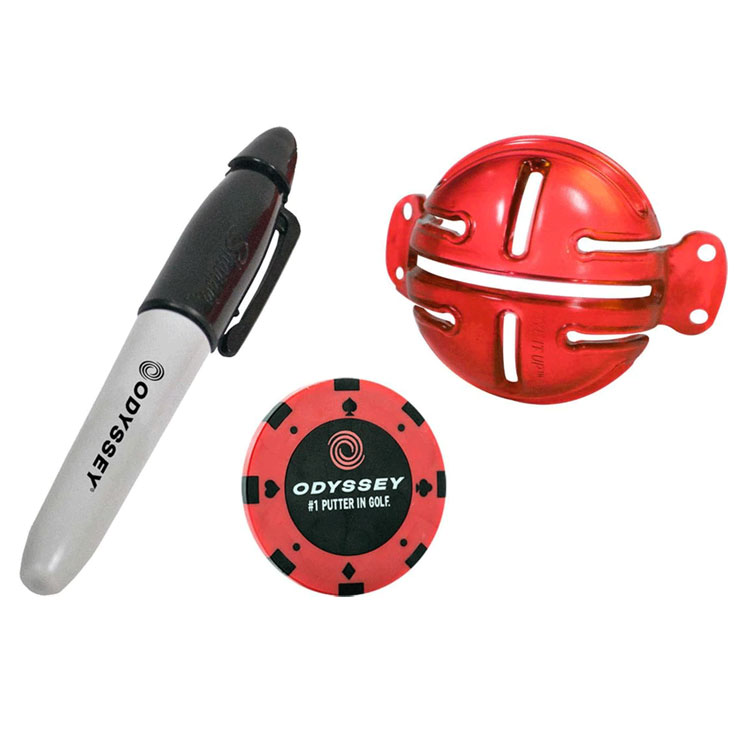Odyssey Straight Shot Alignment Ball Marker & Poker Chip Black / Red